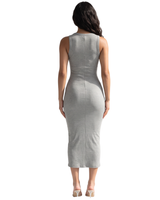 Heather Grey Ribbed Midi Dress
