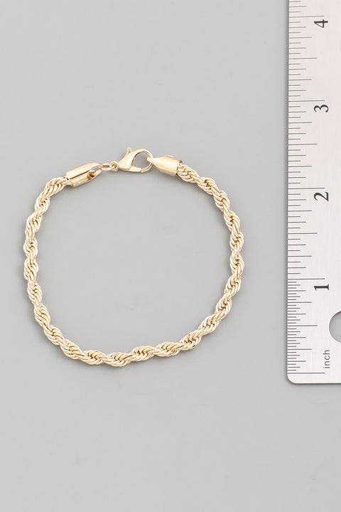 "Pampered Life" Twisted Rope Bracelet (Gold)