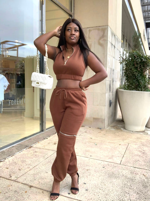 "Chocolate Bomb" Jogger Set (Brown)