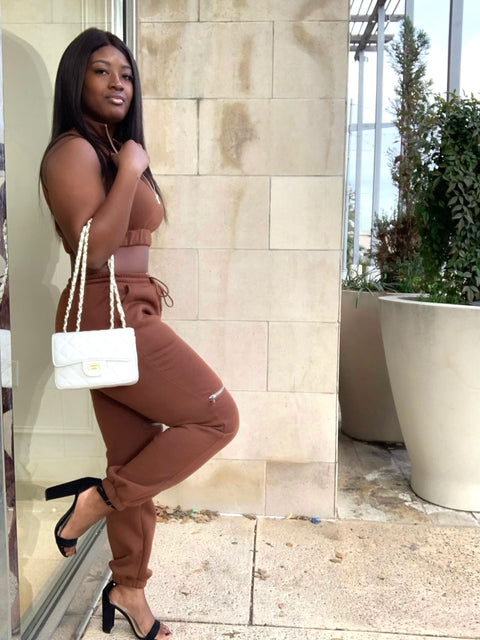 "Chocolate Bomb" Jogger Set (Brown)