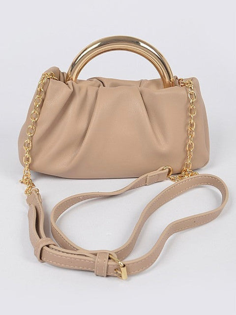 "Red Carpet" Leather Mini Cross-body Clutch (Nude)