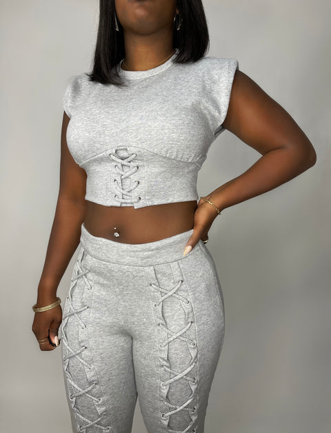 "Limited Edition" Cropped Sweat Set (Grey)