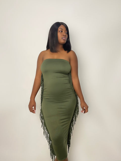 "Fall Crush" Bodycon Tube Dress (Olive)