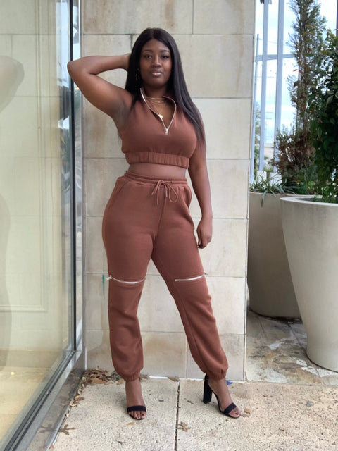 "Chocolate Bomb" Jogger Set (Brown)