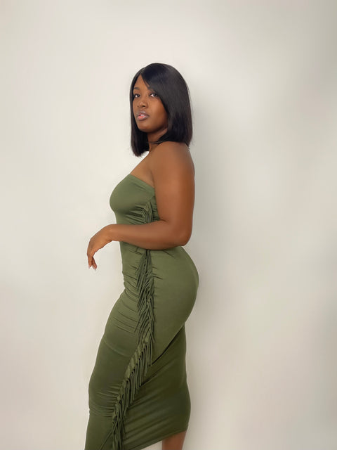 "Fall Crush" Bodycon Tube Dress (Olive)
