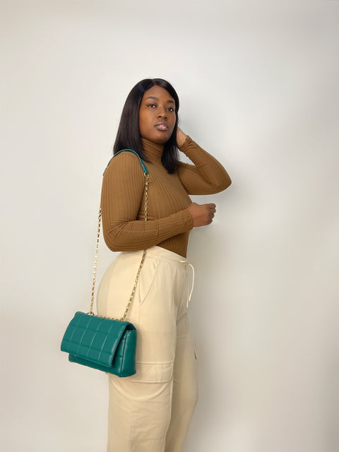 "Date Night" Leather Cross Body Bag (Green)