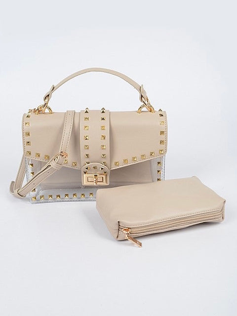 "Glam Girl" Studded Clear Bag (Nude)