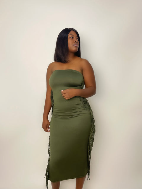 "Fall Crush" Bodycon Tube Dress (Olive)
