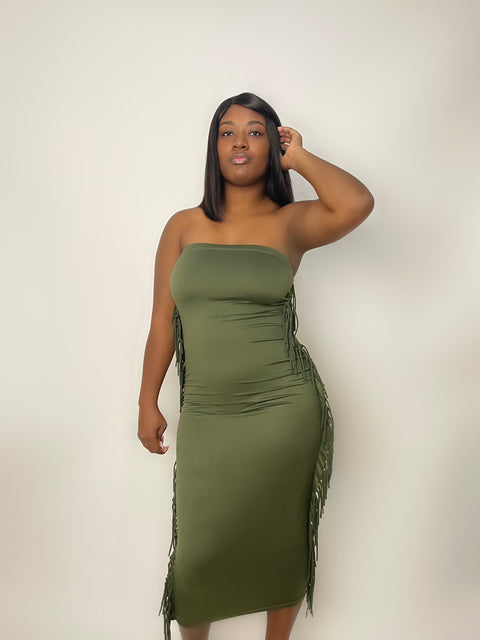 "Fall Crush" Bodycon Tube Dress (Olive)