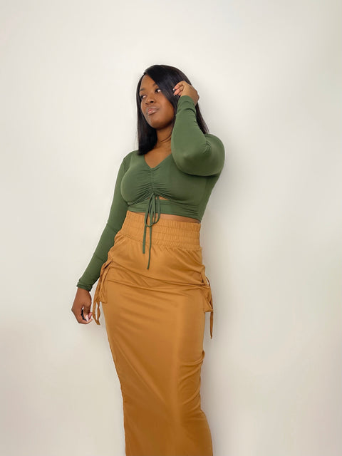 "What Waist" Windbreaker Skirt (Mocha)