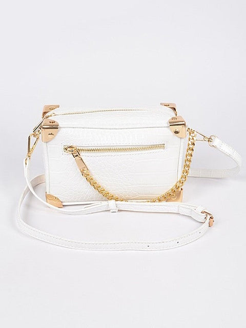 "Classy" Leather Trunk Purse (White)
