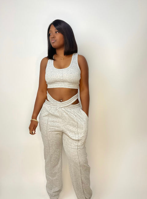 "Heather Gray X" Jogger Set (Grey)